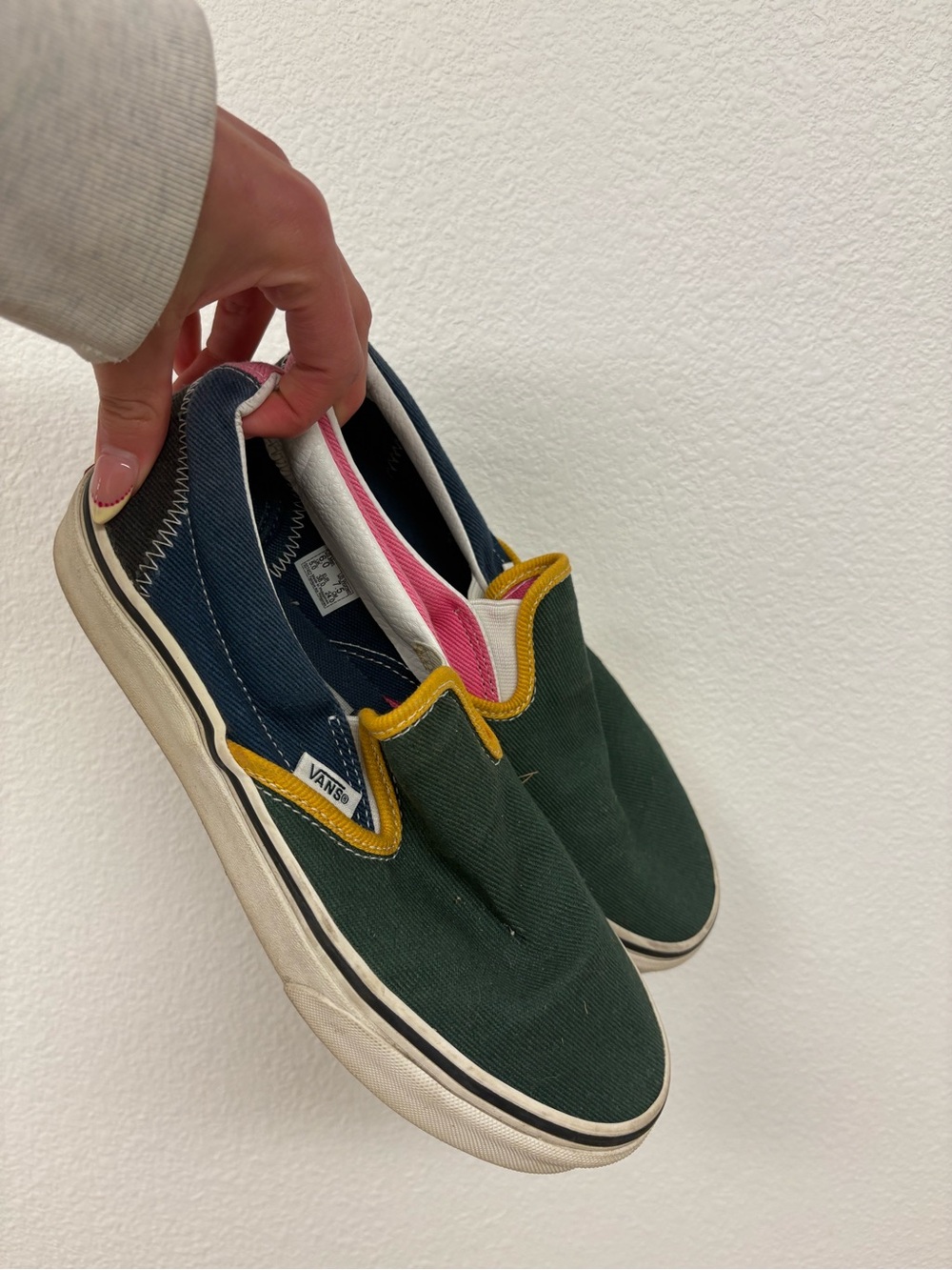 multi-colored Vans slip-On